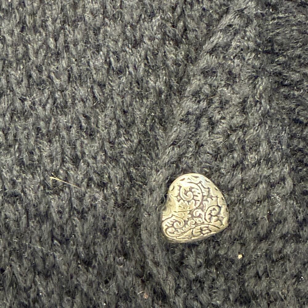 Alphorn Cardigan Womens 46 Black Wool Embroidered Floral Heart Vtg - Picture 3 of 13